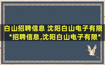 白山招聘信息 沈阳白山电子有限公司招聘信息,沈阳白山电子有限公司怎么样